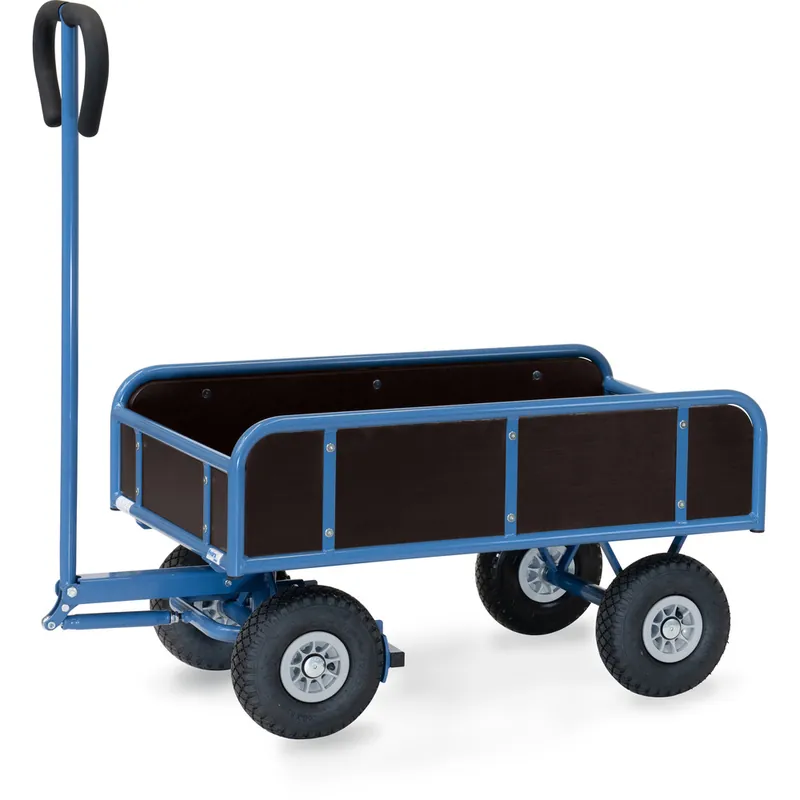 Preisknaller fetra Handwagen 2-Achser pulverbeschichtet blau/RAL mit 4 Wänden