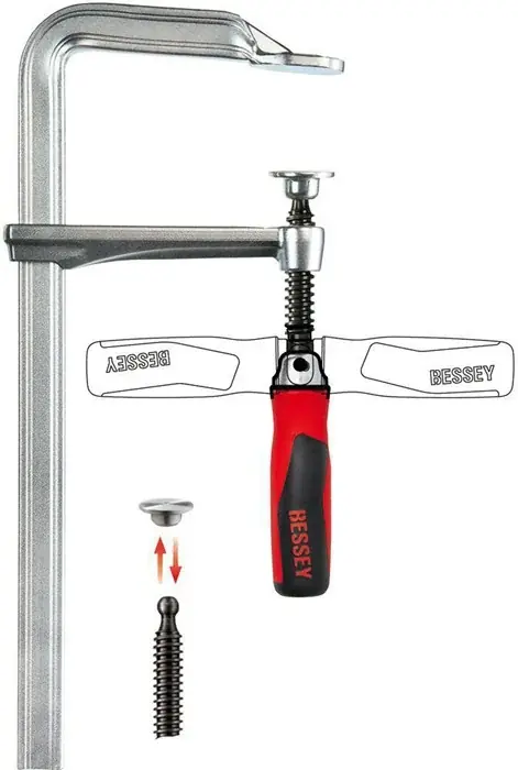 Ganzstahlschraubzwinge GZ-KG Spann-W.600mm A.120mm 2-K-Klappgriff BESSEY Bestseller