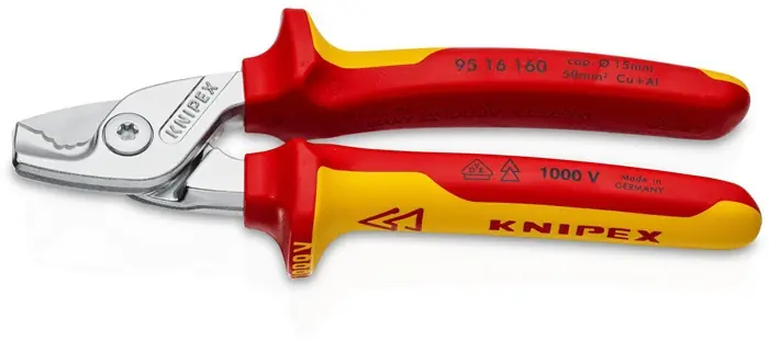 Neue Kollektion Kabelschere L.160mm Kopf verchr.VDE Mehrkomp.-Hüllen Form 1 KNIPEX