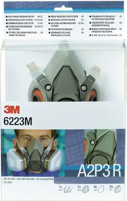Günstig Atemschutzhalbmaskenset 6223 – SET – A2P3R EN 140 m.Filter M 3M