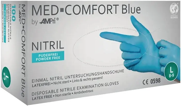 Direktkauf Einw.-Handsch.Med Comfort Blue Gr.M blau Nitril PSA III 100 St./Box