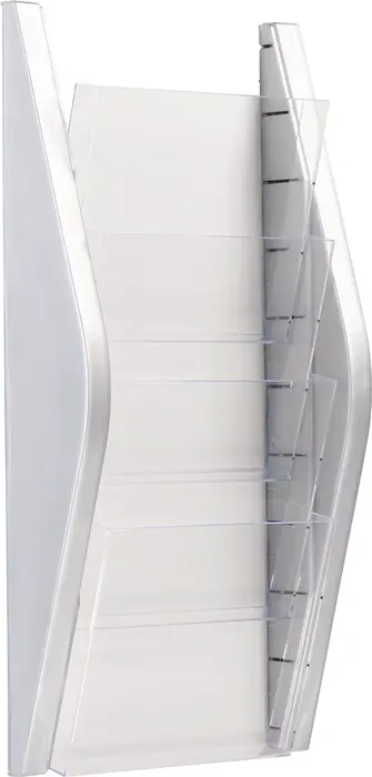 Prospekthalter H540xB280xT80mm DIN A4 hoch silber Highlight