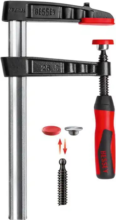Billig Temperguss-Schraubzwinge TG-2K Spann-W.250mm A.120mm 2K-Griff 29x9mm BESSEY