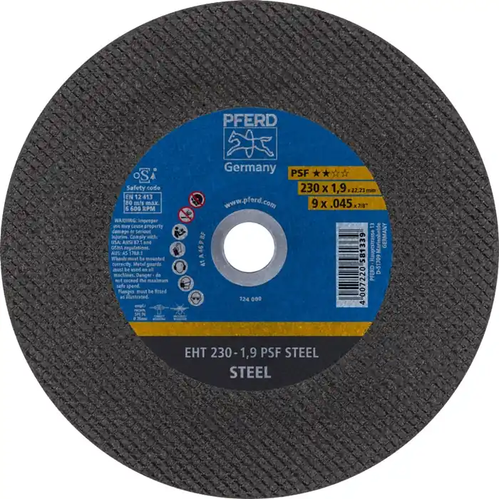 Jetzt Kaufen Trennscheibe PSF STEEL D230x1,9mm ger.STA Bohr.22,23mm PFERD VE: 25 Stück