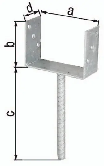 Super-Preis U-Pfostenträger ETA-10/0210 71x100x200x60mm TZN m.Betonanker a.Riffelstahl GAH