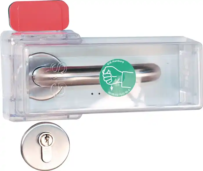 Neu Fluchttürhaube Typ K Sicherung v.Türdrückern Macrolon-Kunststoff transp.GFS