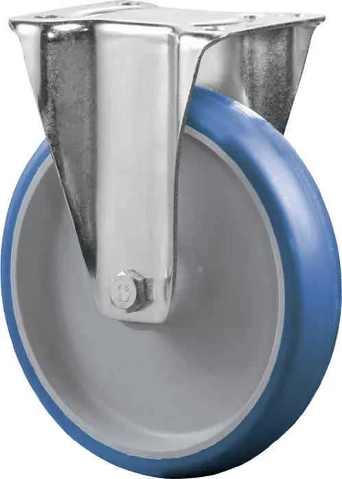 Abverkauf Bockrolle D.80mm Trgf.100kg Polyurethan,blau Platte L104xB80mm BS ROLLEN