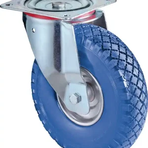 Lenkrolle D.260mm Trgf.160kg m.Platte Radkörper STA PU blau BS ROLLEN Mega-Angebot