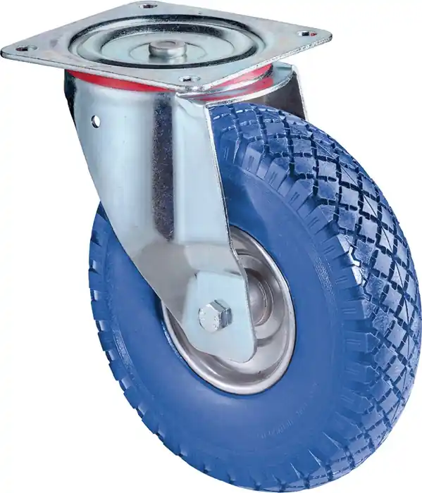 Lenkrolle D.260mm Trgf.160kg m.Platte Radkörper STA PU blau BS ROLLEN Mega-Angebot