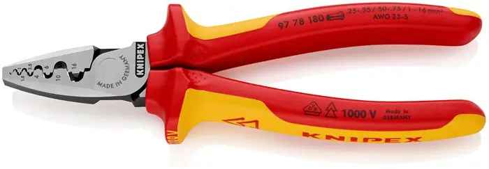 Super-Preis Aderendhülsenzange Gesamt-L.180mm 0,25-16,0(AWG 23-5)mm² pol.Mehrkomp-Hüllen VDE