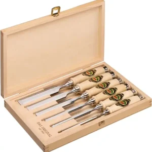 Heißes Angebot Stechbeitelsatz 6,10,12,16,20,26mm Weißbuchenh.Ulmer Form HO-Kasten