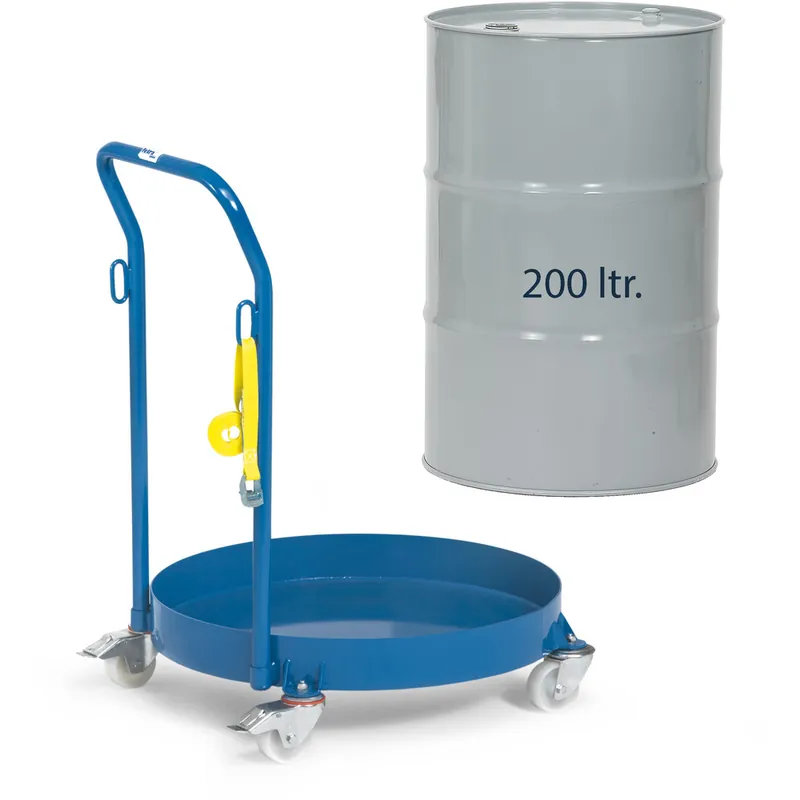 fetra Fassroller pulverbeschichtet blau/RAL 5007 200 Liter Nur Für Kurze Zeit