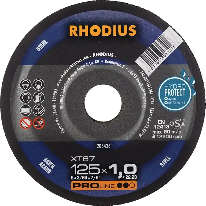 Trennscheibe XT67 D125x1mm ger.STA Bohr.22,23mm RHODIUS VE: 50 Stück Kracherpreis