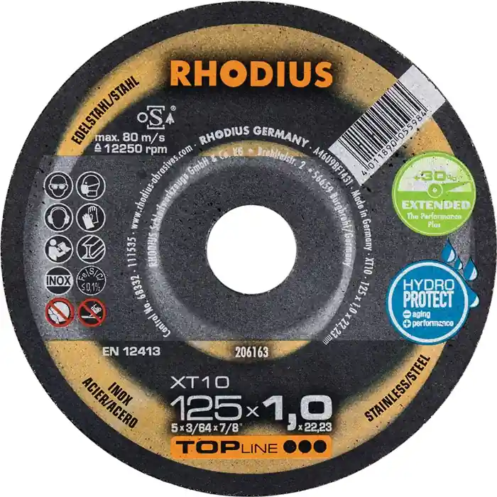 Sichere Zahlung Trennscheibe XT10 D125x1,5mm ger.INOX Bohr.22,23mm RHODIUS VE: 50 Stück