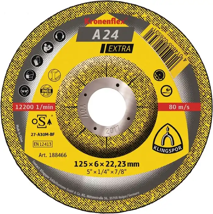 Nur Heute Schruppscheibe A 24 Extra D230xS6mm gekr.STA Bohr.22,23mm KLINGSPOR VE: 10 Stück