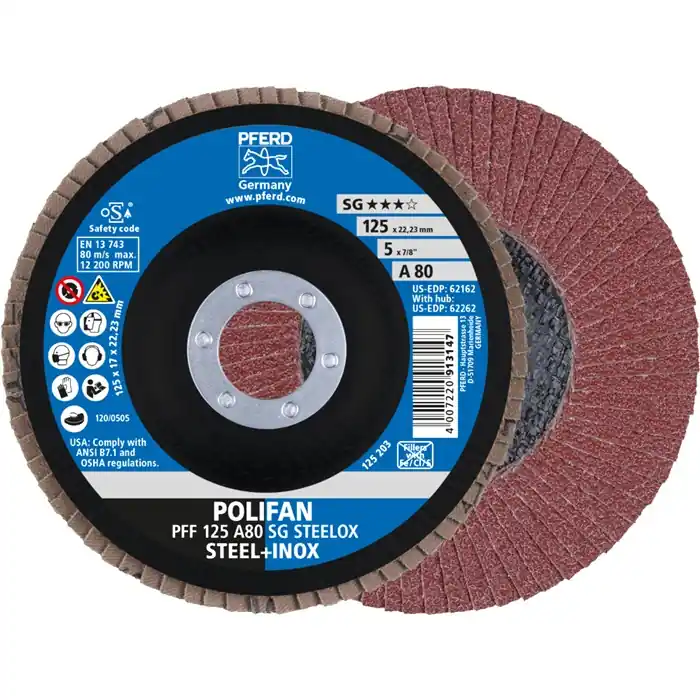 Fächerscheibe POLIFAN A SG STEELOX D.125mm K.80 fl.INOX NK PFERD VE: 10 Stück Sonderangebot