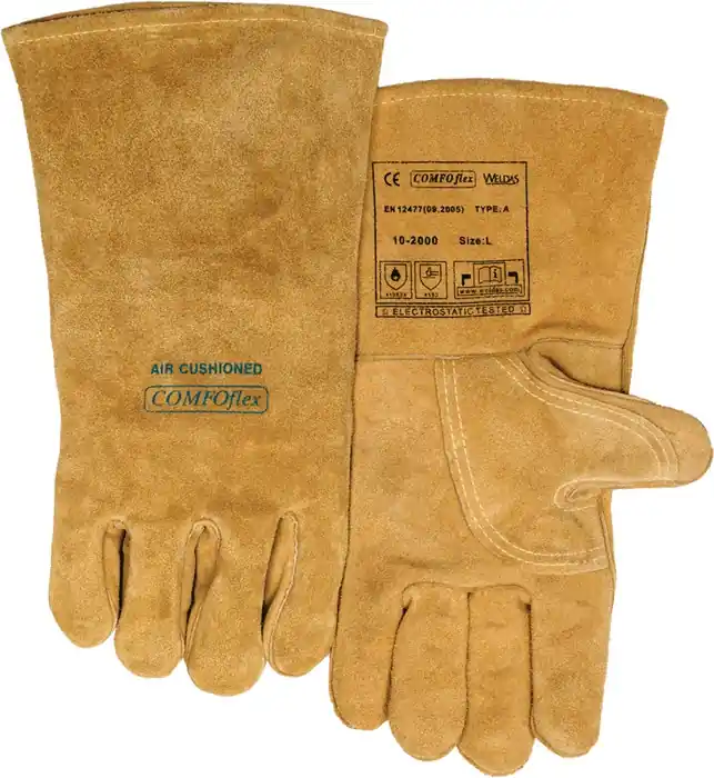 Schweißerhandschuhe Bucktan Gr.XL (9,5) gelb Rindspaltleder 5 PA VE: 5 Paare Geprüft