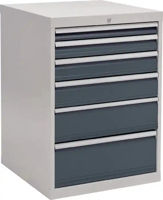 Sonderaktion Schubladenschrank H1019xB705xT736mm lichtgrau/grau 6 Schubl.Voll.Bedrunka