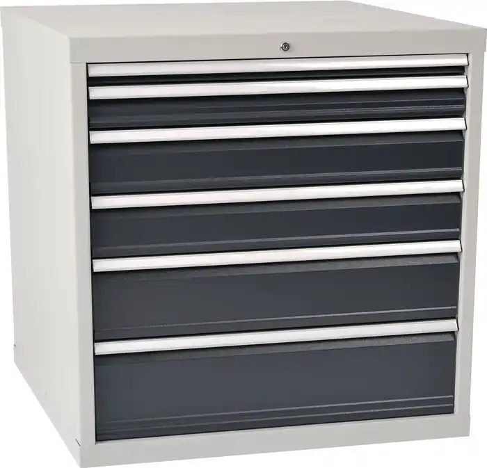 Beliebt Schubladenschrank H1019xB1005xT736mm lichtgrau/grau 6 Schubl.Voll.Bedrunka