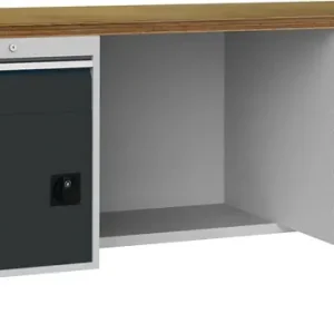 Werkbank grau lichtgrau B2000xH859xT750mm Buche Multiplex 40mm 2 Schubl.2 Türen Sichere Zahlung