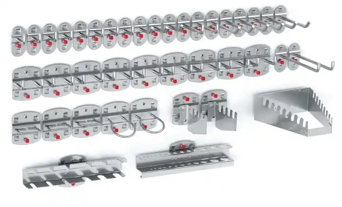 Werkzg.h.40-tlg.21 Haken/9 Doppelhaken/10 div.Hal.RASTERPLAN Schneller Versand