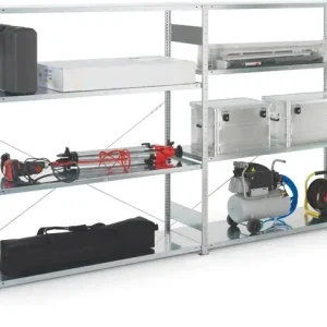 Nur Heute Großfachsteckregal H2000xB1700xT500mm Anbauregal 4 Stahl-Bd.verz.silber META
