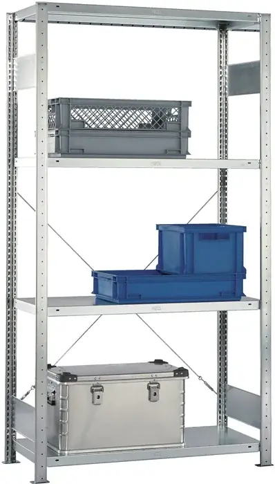 Steckregal H2000xB1000xT300mm Anbaur.verz.1 Rahmen,4 Fbd.Trgf.150kg Feldl.1650kg Sofort Bestellen