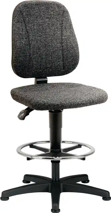 Must-Have Arbeitsdrehstuhl Unitec Bodengleiter+Fußring Stoffpolster grau 580-850mm BIMOS