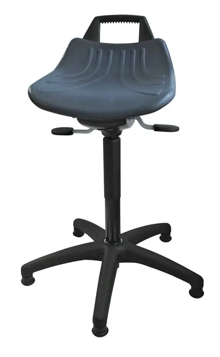 Expressversand Drehhocker m.Bodengleitern PU-Schaum blau Sitz-H.490-680mm