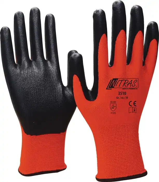 Saisonangebot Handschuhe Nitril Foam Gr.11 rot/schwarz Nyl.m.Nitrilschaum VE: 12 Paare
