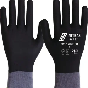 Handschuhe SKIN FLEX 3D Gr.8 grau/schwarz EN 388,EN 407 PSA II 12 NITRAS SAFETY VE: 12 Paare Begrenztes Angebot