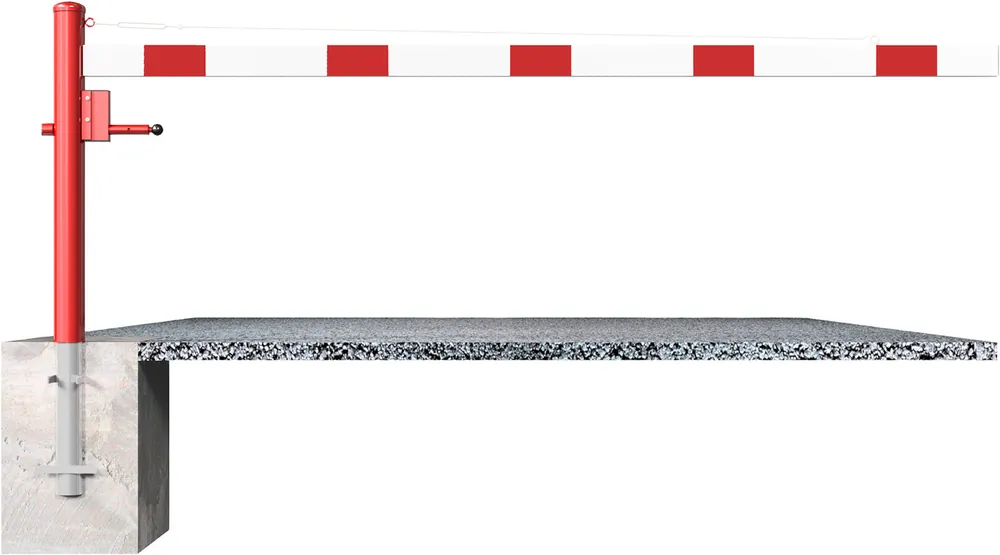 Drehschranke, weiß/rot, zum Einbetonieren Echt
