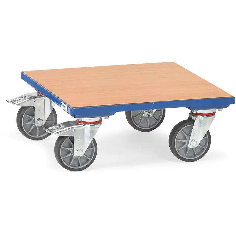 Bestpreis fetra Kistenroller mit Holzplattform mit und ohne Riefengummi Auflage
