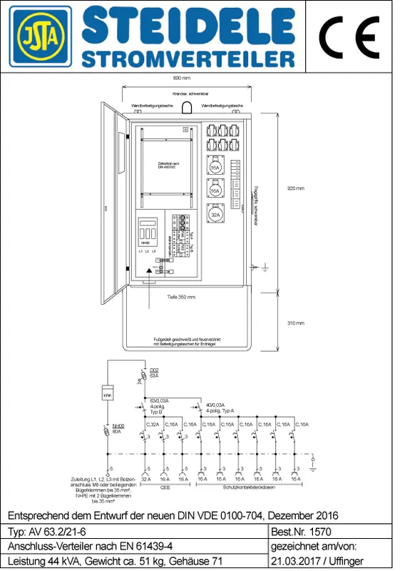 Steidele Anschlussverteilerschrank AV 63.2/21-6 Letzte Chance