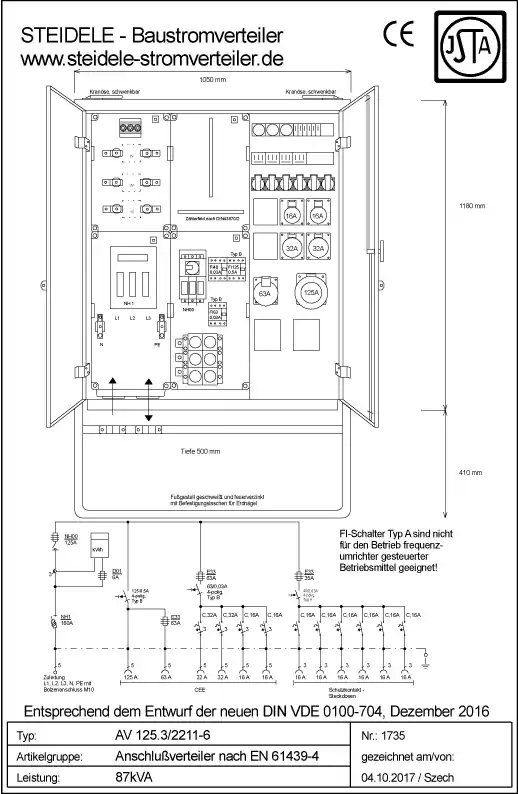 Top-Preis Steidele Anschlussverteilerschrank AV 125.3/2211-6