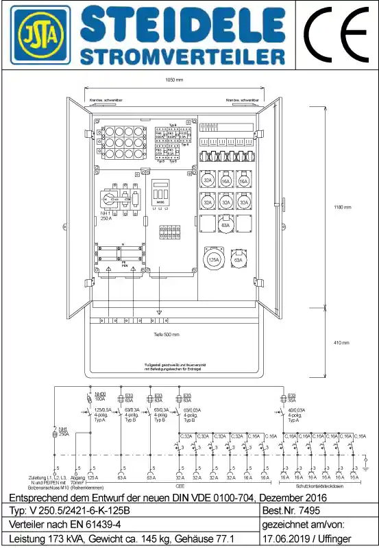 Knallerangebot Steidele Verteilerschrank V 250.5/2421-6-K-125B