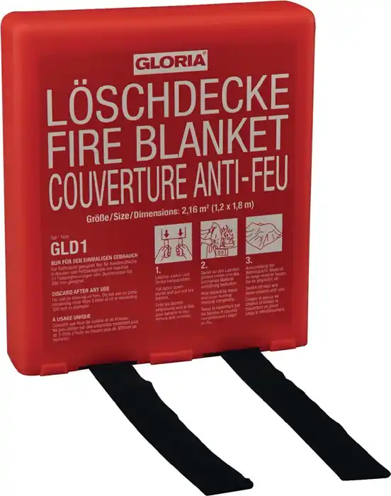 Löschdecke DIN EN 1869:2001 L1800xB1200mm silikonbesch.Glasfasergew.m.Hardbox Neue Ware