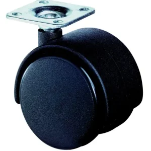 Solange Der Vorrat Reicht Kunststoffdoppelrolle D.50mm Trgf.40kg m.Platte PA schwarz RAL 9005 BS ROLLEN