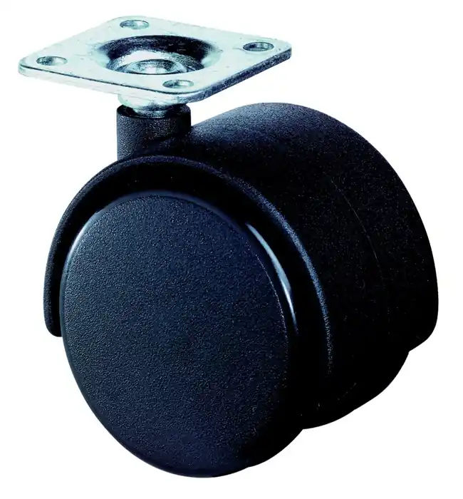 Solange Der Vorrat Reicht Kunststoffdoppelrolle D.50mm Trgf.40kg m.Platte PA schwarz RAL 9005 BS ROLLEN