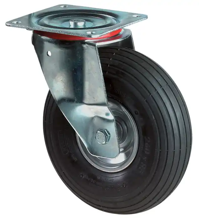 Luftrad D.260mm Trgf.130kg Lenkrolle m.Platte Rillenprofil BS ROLLEN Kracherpreis