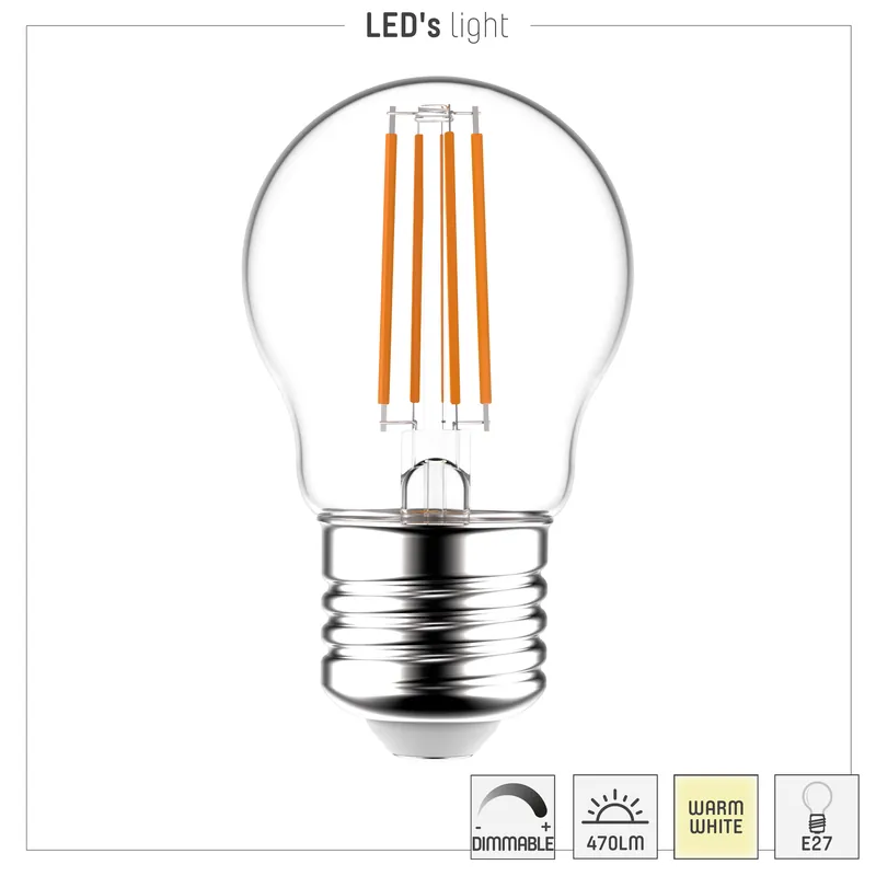 Led Filament Leuchtmittel - Globe G45 E27 4,5W 470lm 2700K Klar 330° - dimmbar Jetzt Kaufen