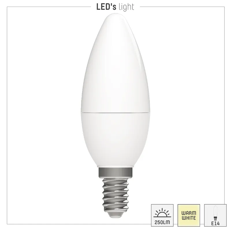 Echt Led SMD Leuchtmittel - Kerze C35 E14 2,5W 250lm 2700K Opal 240°