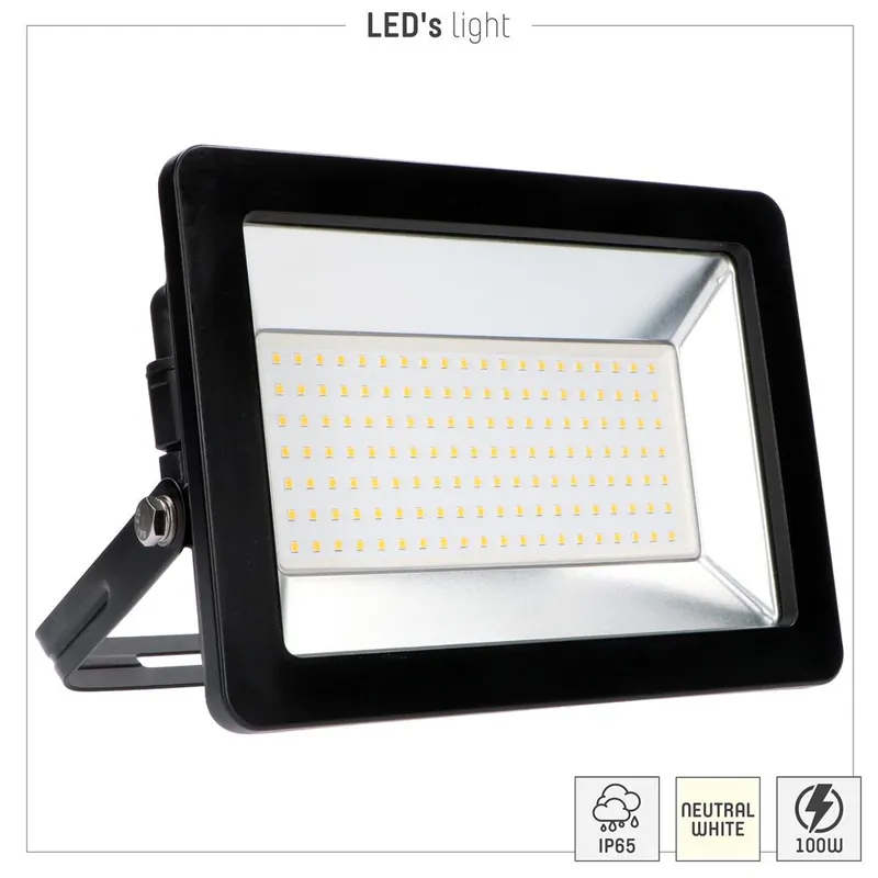 Strahler - 100W 11000lm 4000K IP65 - Sanan LED - Schwarz Preisreduziert