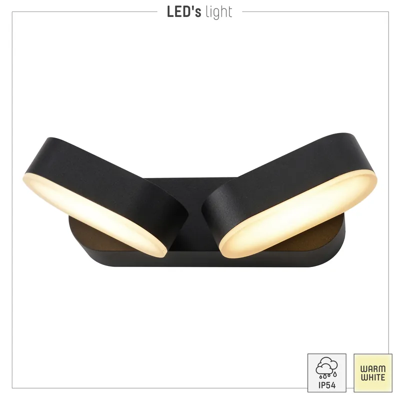 LED outdoor - wandleuchte Barcelona - 6W 570lm 2700K IP54 - Schwarz Nur Heute