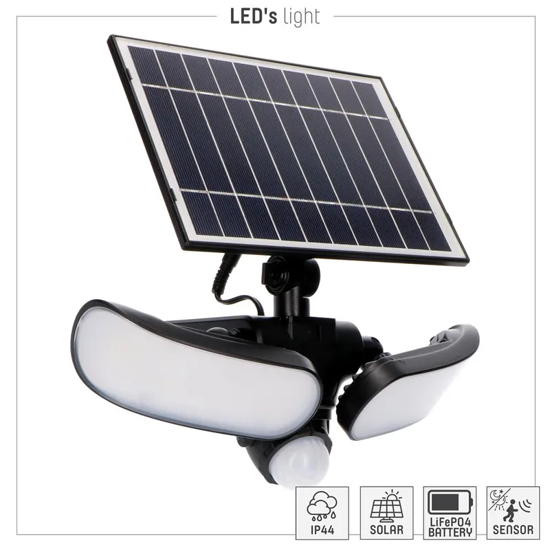 Solar outdoor flutlicht - Botshabelo 10W 1000lm 5000K IP44 - Sensor - Schwarz Sofort Bestellen
