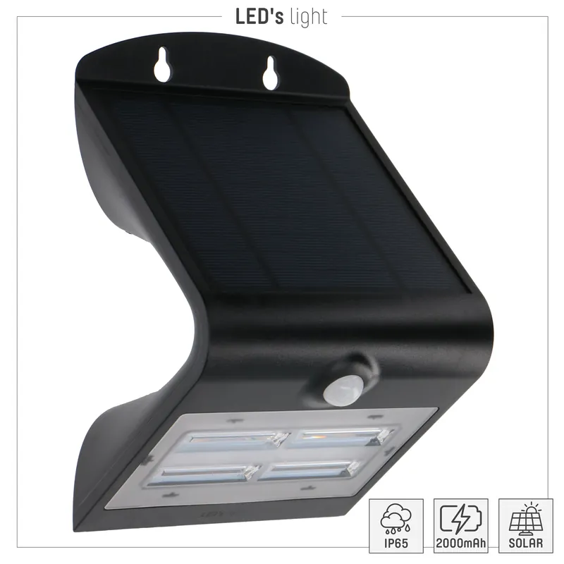 Solar outdoor flutlicht - Osaka 3,2W 400lm 3000K IP65 - Sensor - Schwarz Online Kaufen