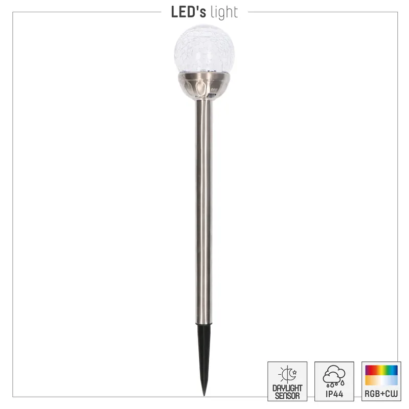 Sonderaktion Solar outdoor licht mit erdspieß 1lm 6500K + RGB IP44 - Sensor - RostfreierStahl
