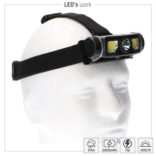 Kopflampe - 7W 250Lm IP54 1x Lithium-Ion Akku - Sensor Geprüft