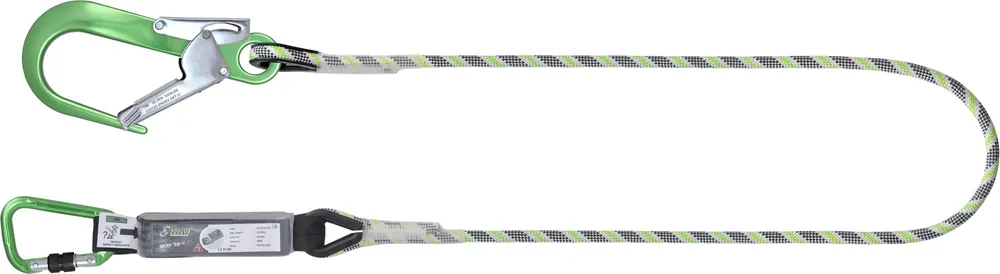 Sale Kratos Safety 3051212 Verbindungsmittel mit Falldämpfer aus Kernmantelseil 1,2 m mit grünen Aluminium Karabinern