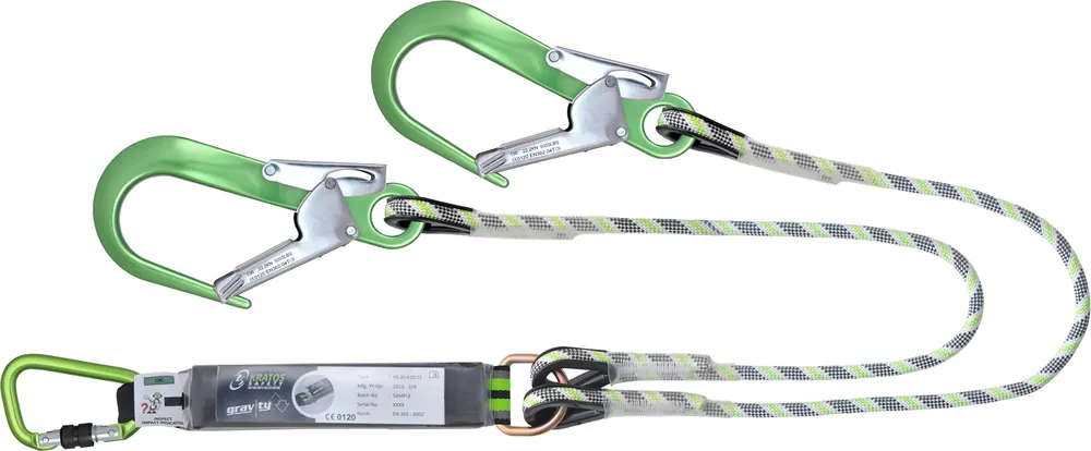 Kratos Safety 3061015 Y-Verbindungsmittel mit Falldämpfer aus Kernmantelseil 1,50 m Highlight